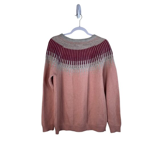 Icewear Minna Womens Nordic Knit Sweater Pink/Gray Merino Wool Blend Long Sleeve - Picture 7 of 10